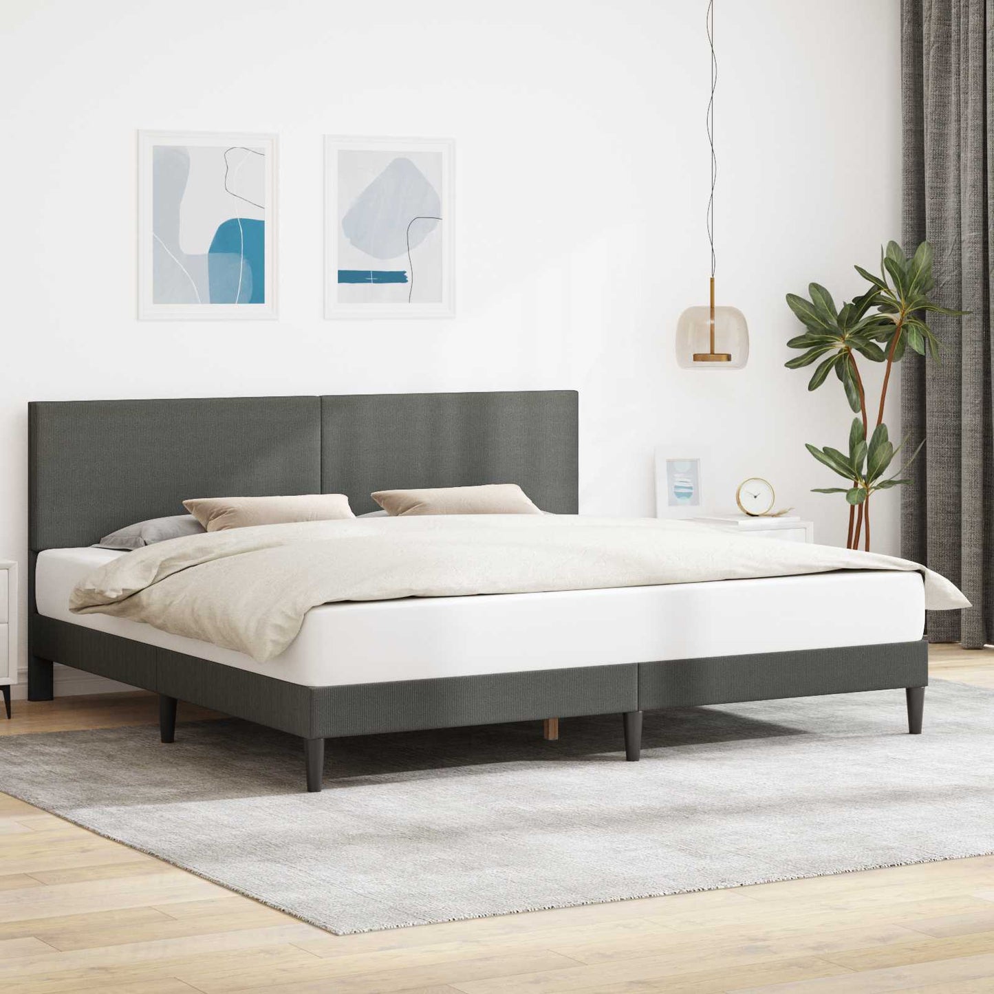 Struttura del letto Grigio Scuro 200 x 200 cm Tessuto in Cords