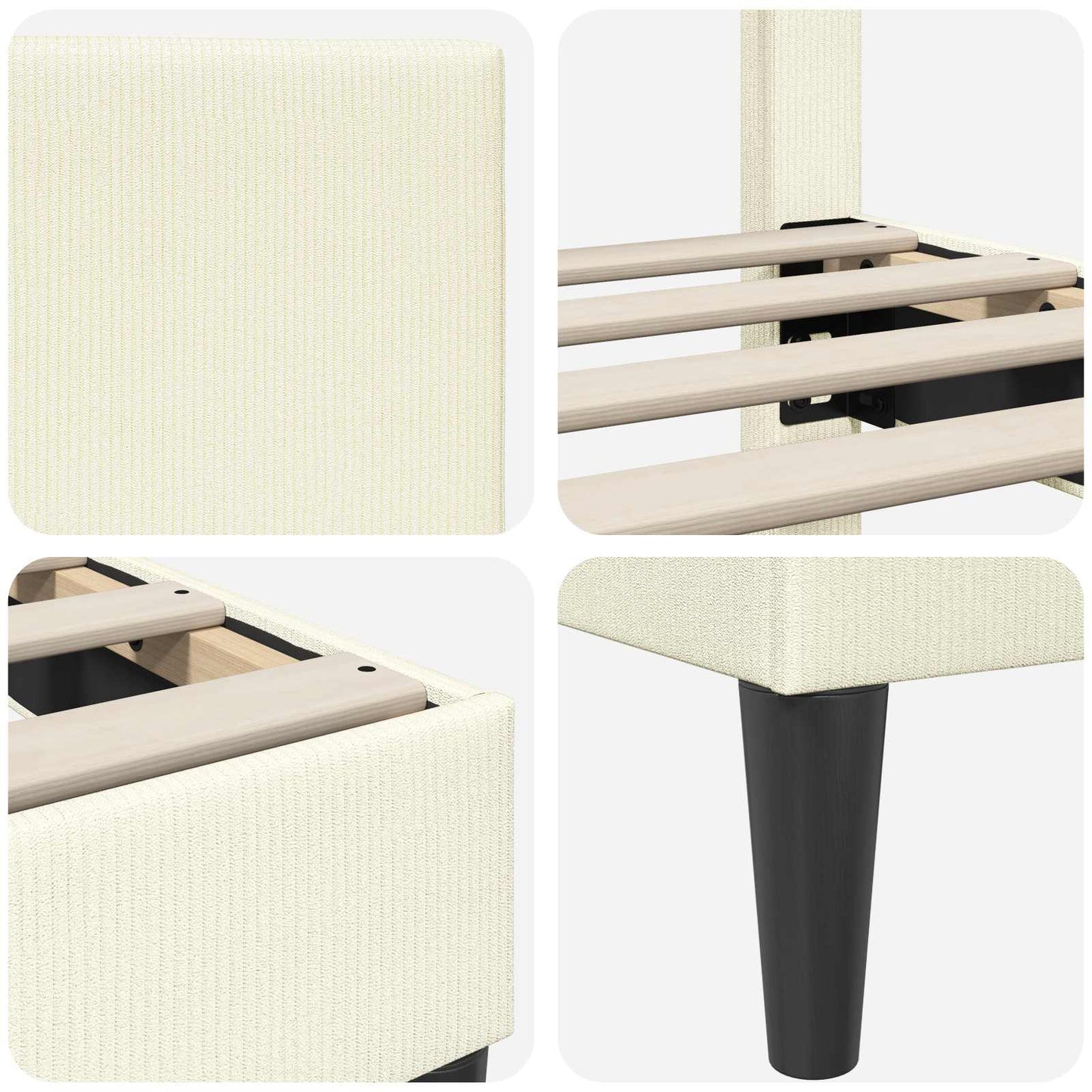 Struttura del letto Crema 200 x 200 cm Tessuto in Cords