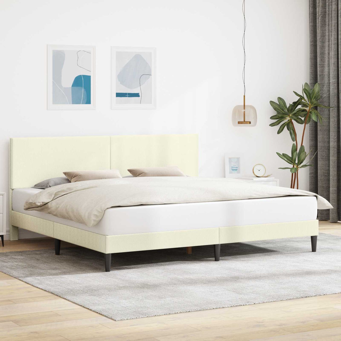 Struttura del letto Crema 200 x 200 cm Tessuto in Cords