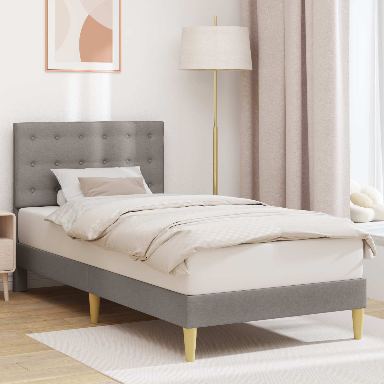 Struttura del letto con testiera Tortora 80 x 200 cm Tessuto | homemem39