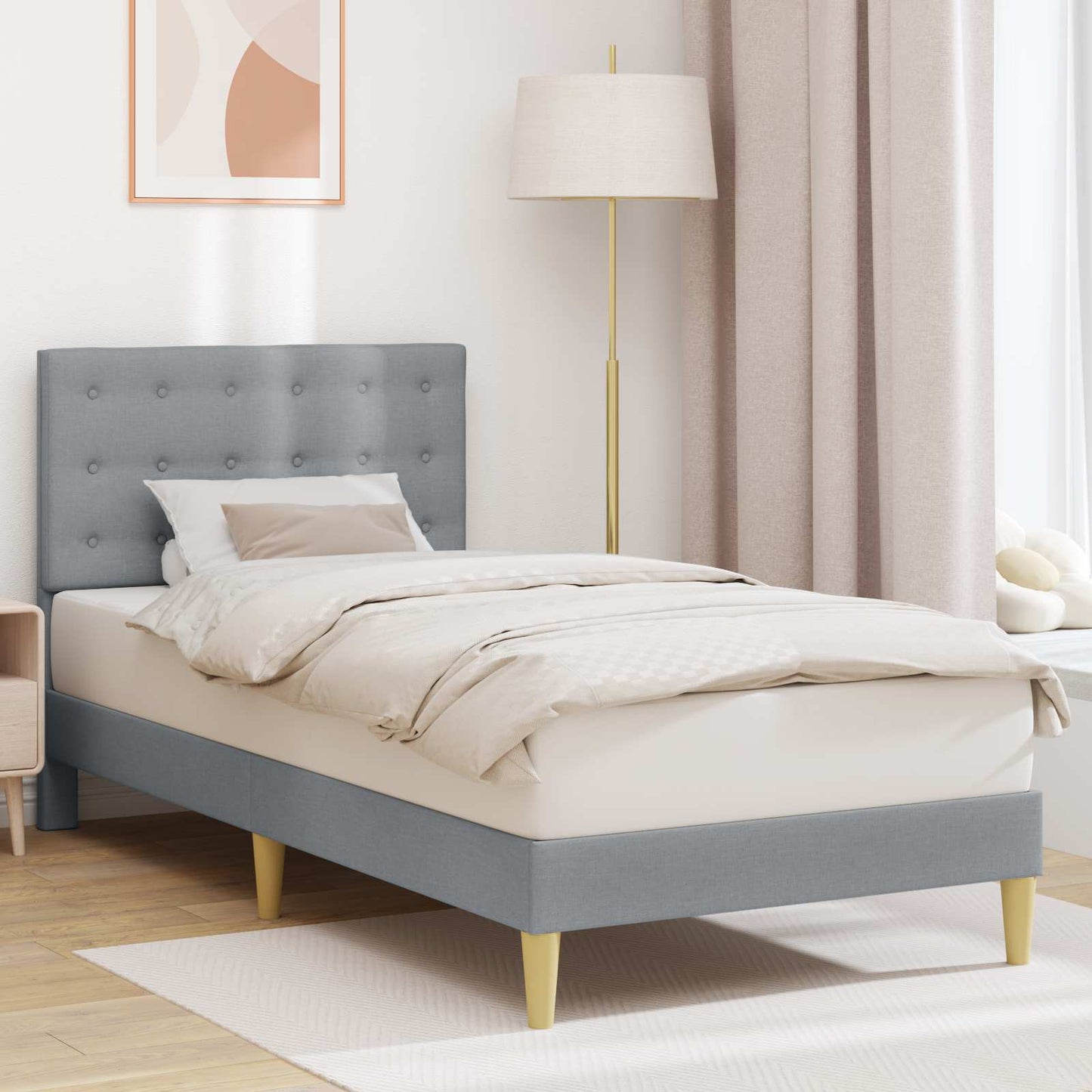 Struttura del letto Grigio Chiaro 90 x 190 cm Tessuto