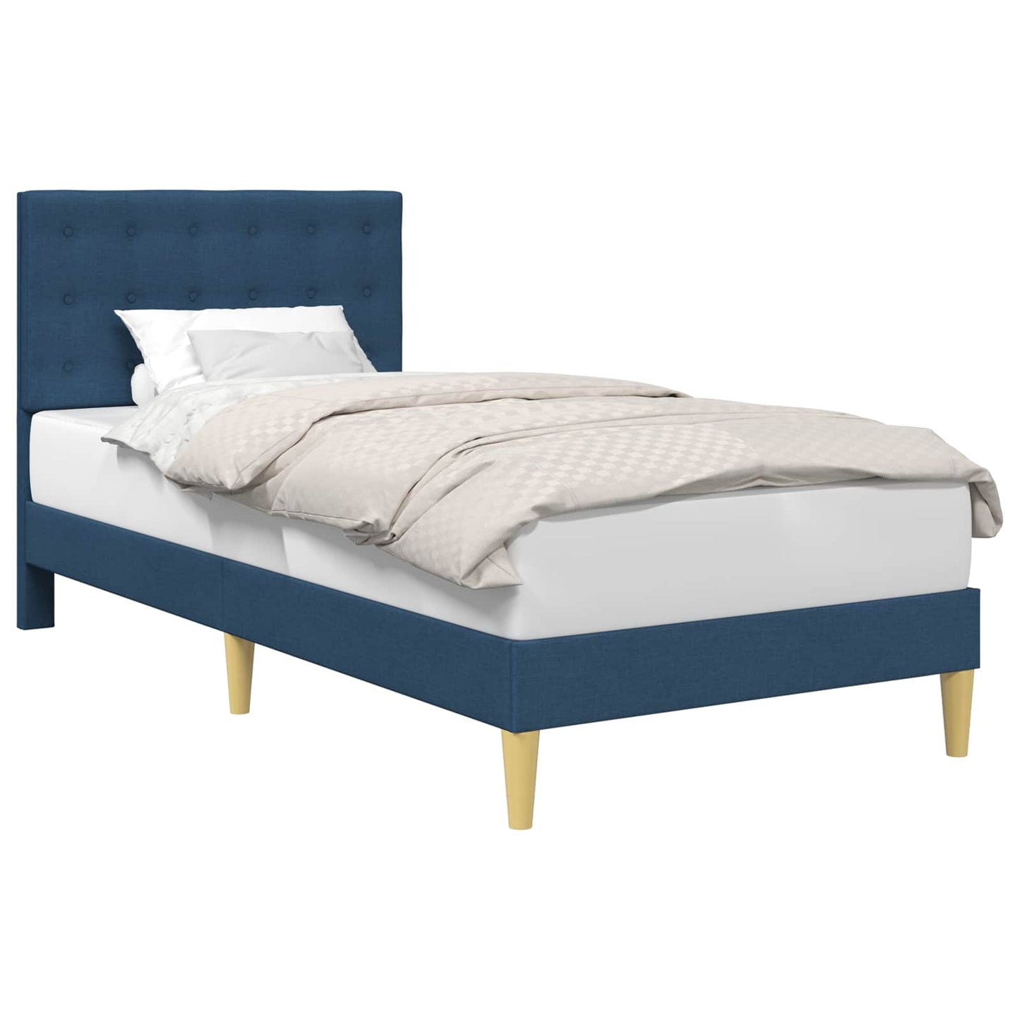 Struttura del letto con testiera Blu 90 x 200 cm Tessuto | homemem39