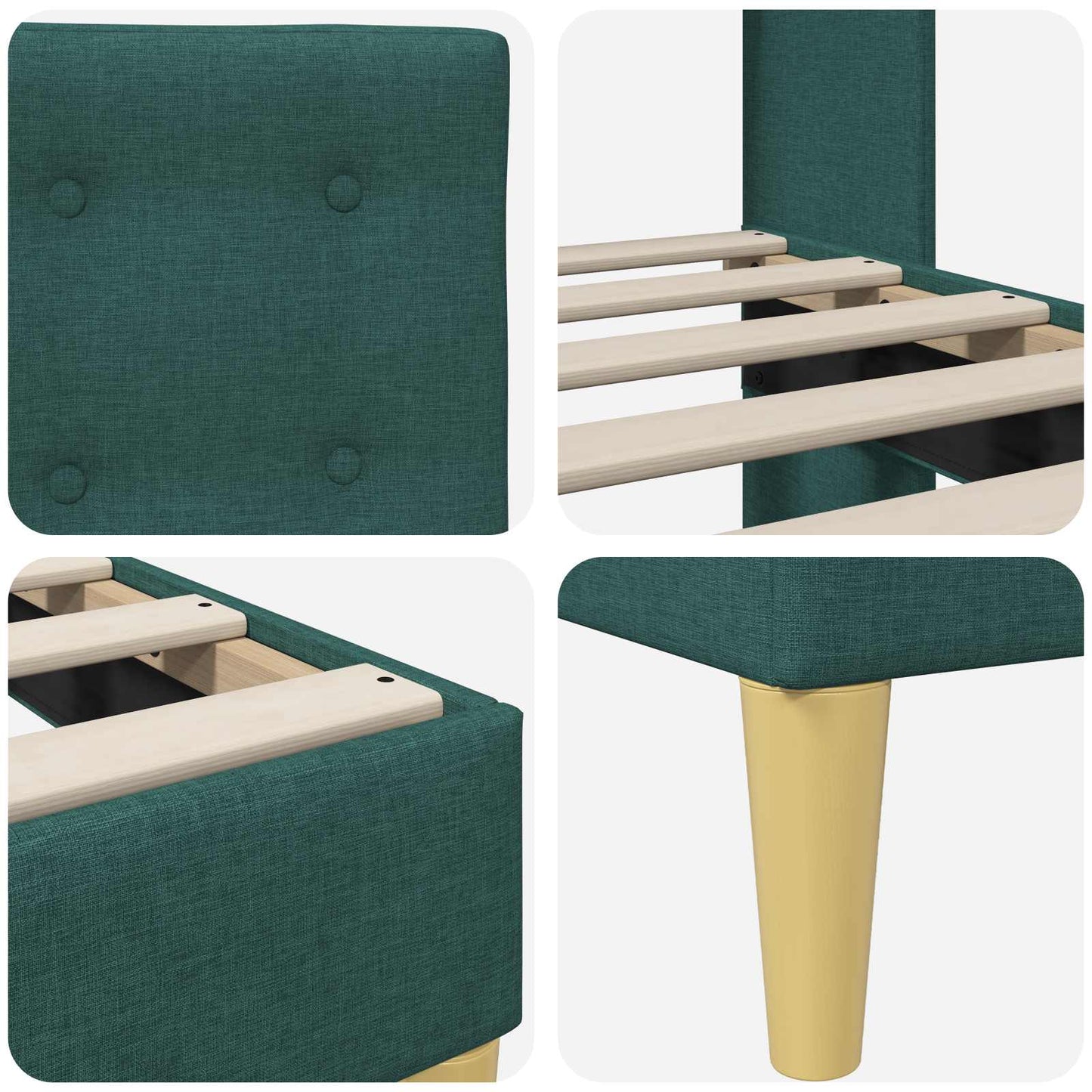 Struttura del letto Verde Scuro 100 x 200 cm Tessuto | homemem39