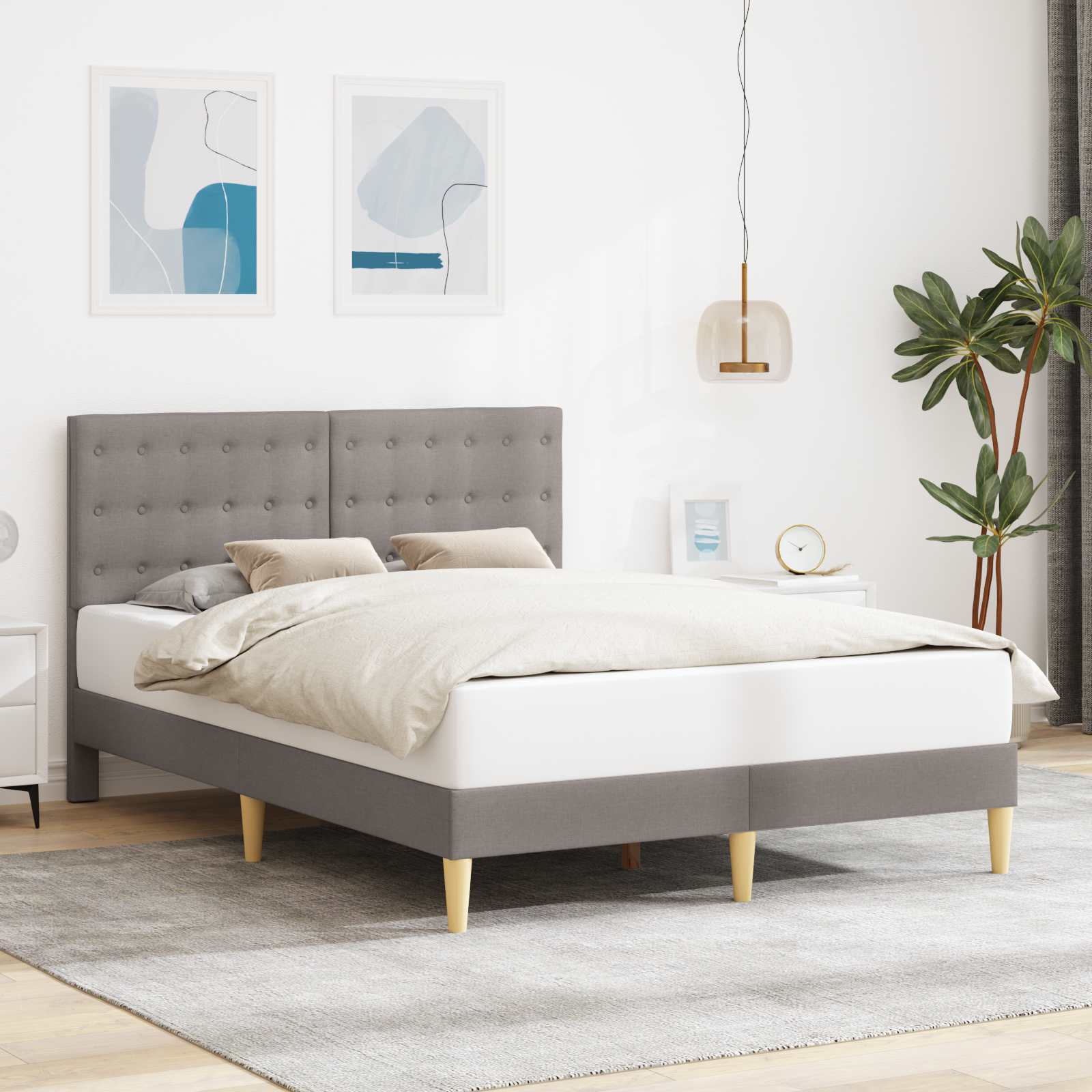 Struttura del letto con testiera Tortora 140 x 190 cm Tessuto | homemem39