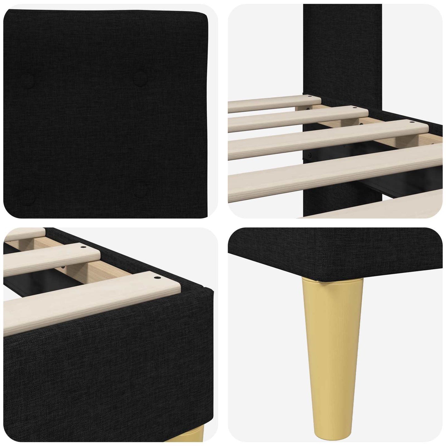 Struttura del letto con testiera Nero 140 x 200 cm Tessuto | homemem39
