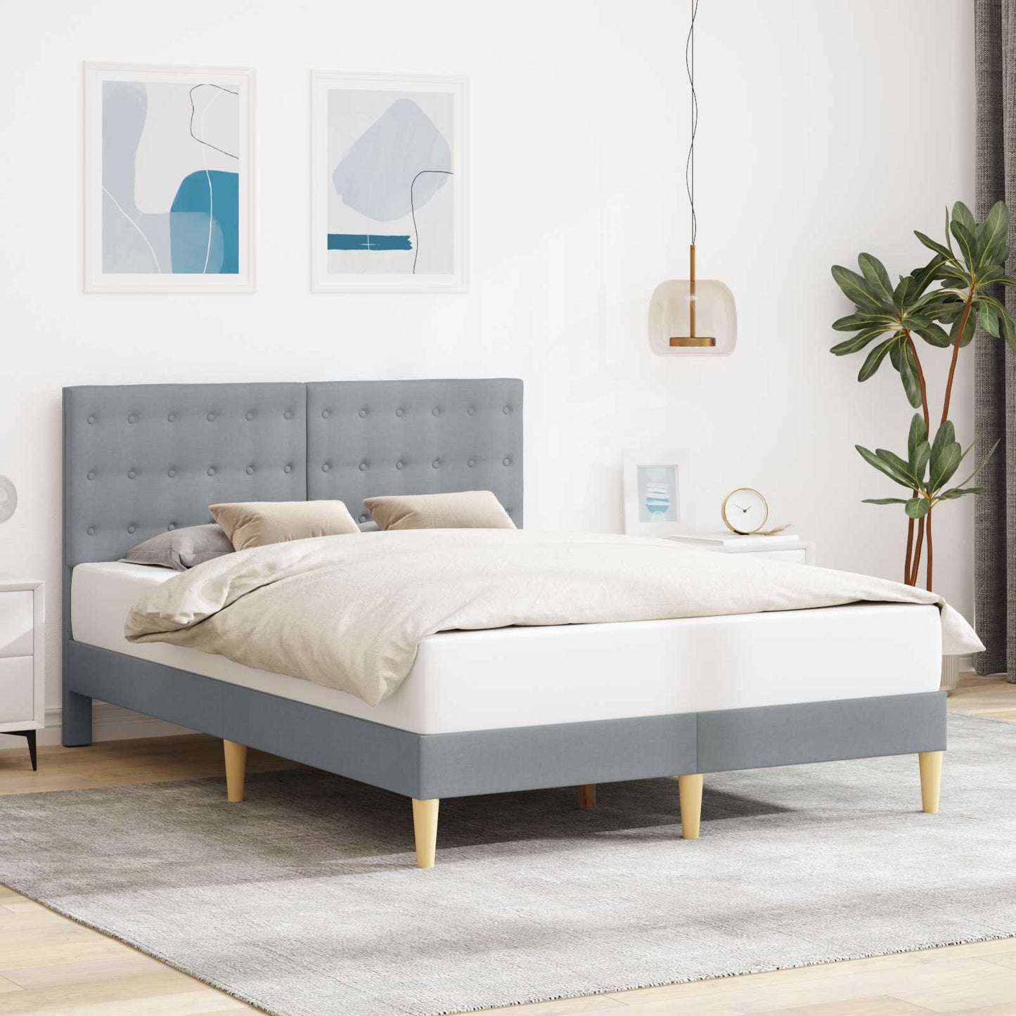 Struttura del letto Grigio Chiaro 160 x 200 cm Tessuto | homemem39