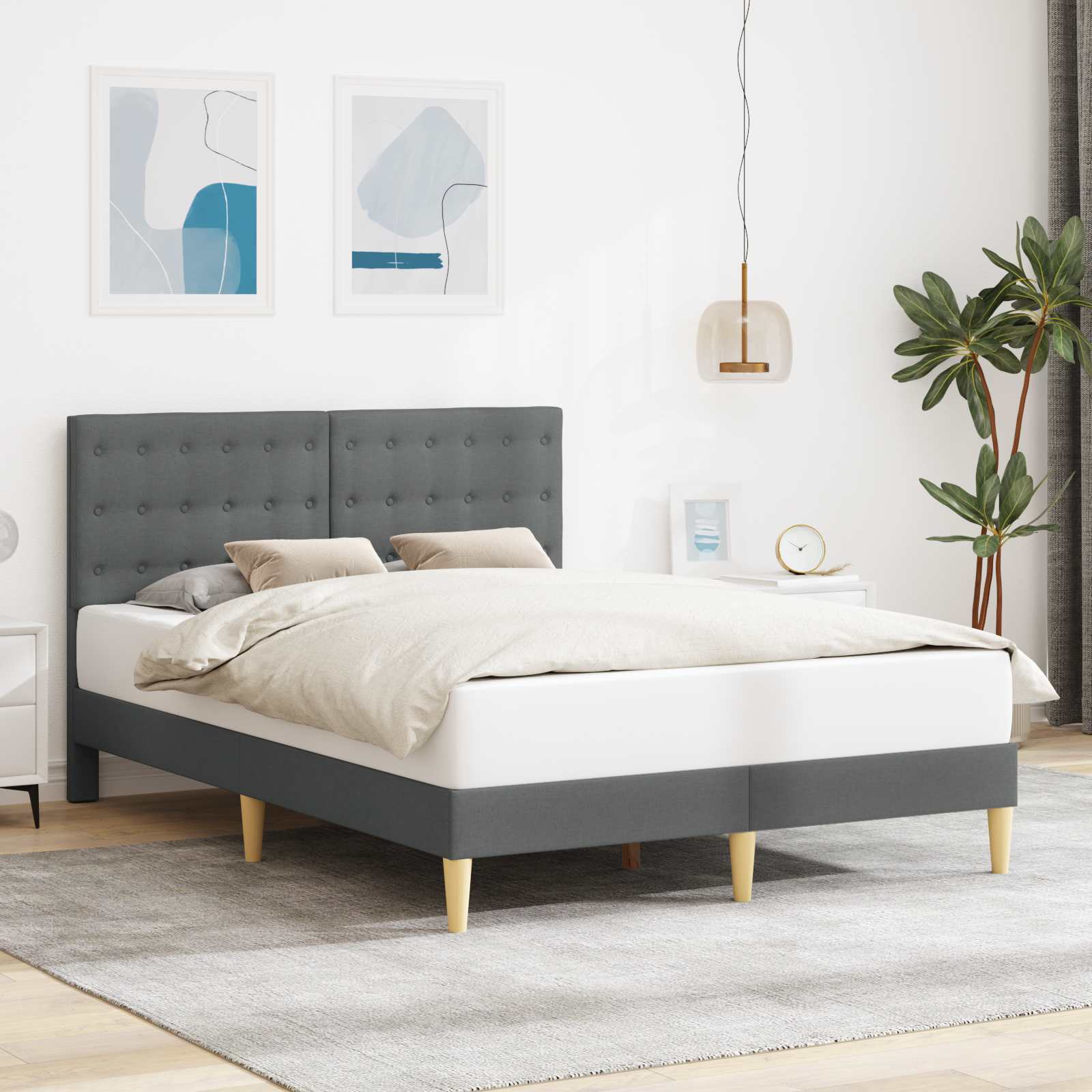 Struttura del letto Grigio Scuro 160 x 200 cm Tessuto | homemem39