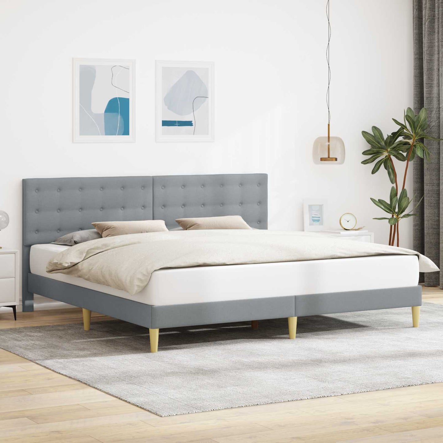 Struttura del letto Grigio Chiaro 180 x 200 cm Tessuto | homemem39