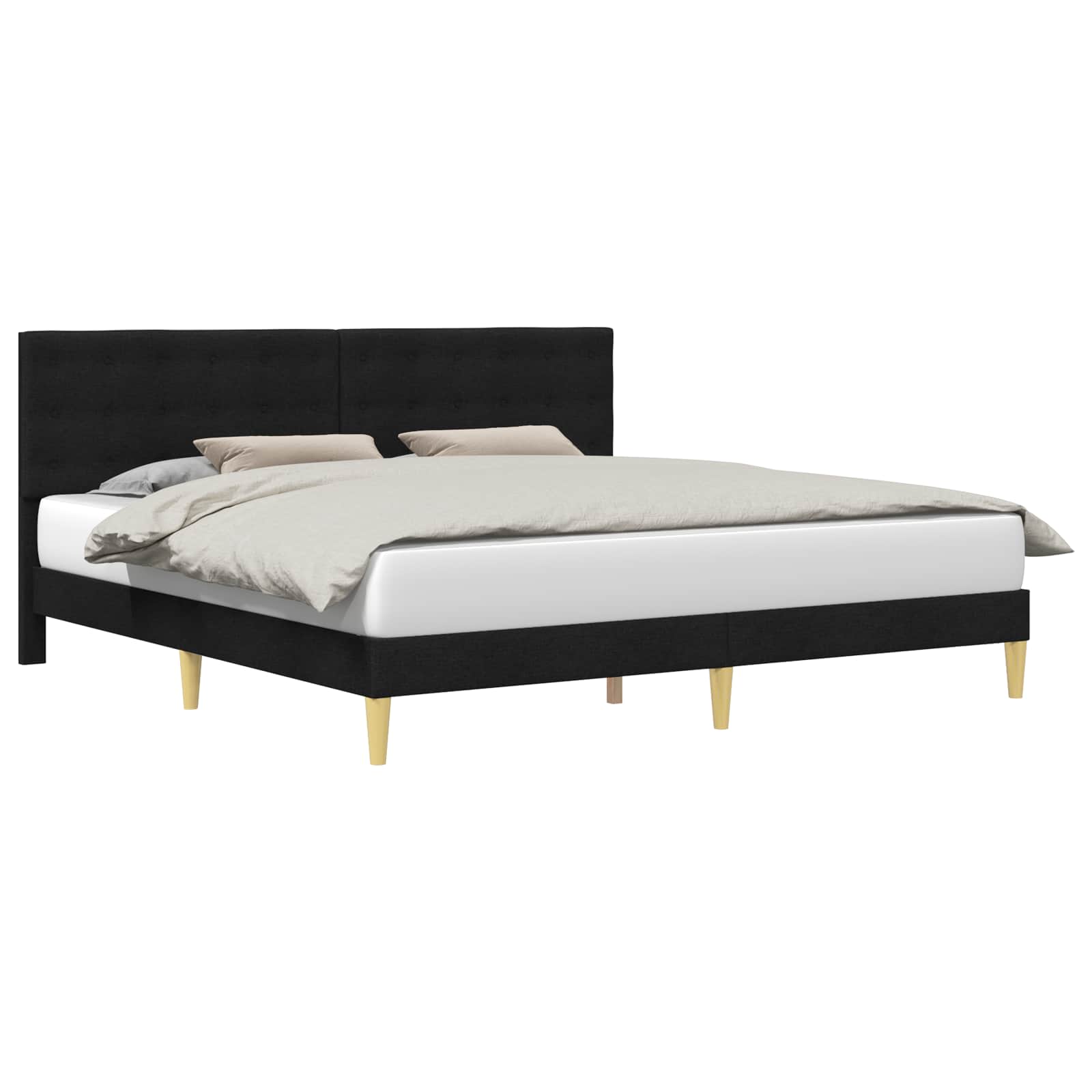Struttura del letto con testiera Nero 180 x 200 cm Tessuto | homemem39