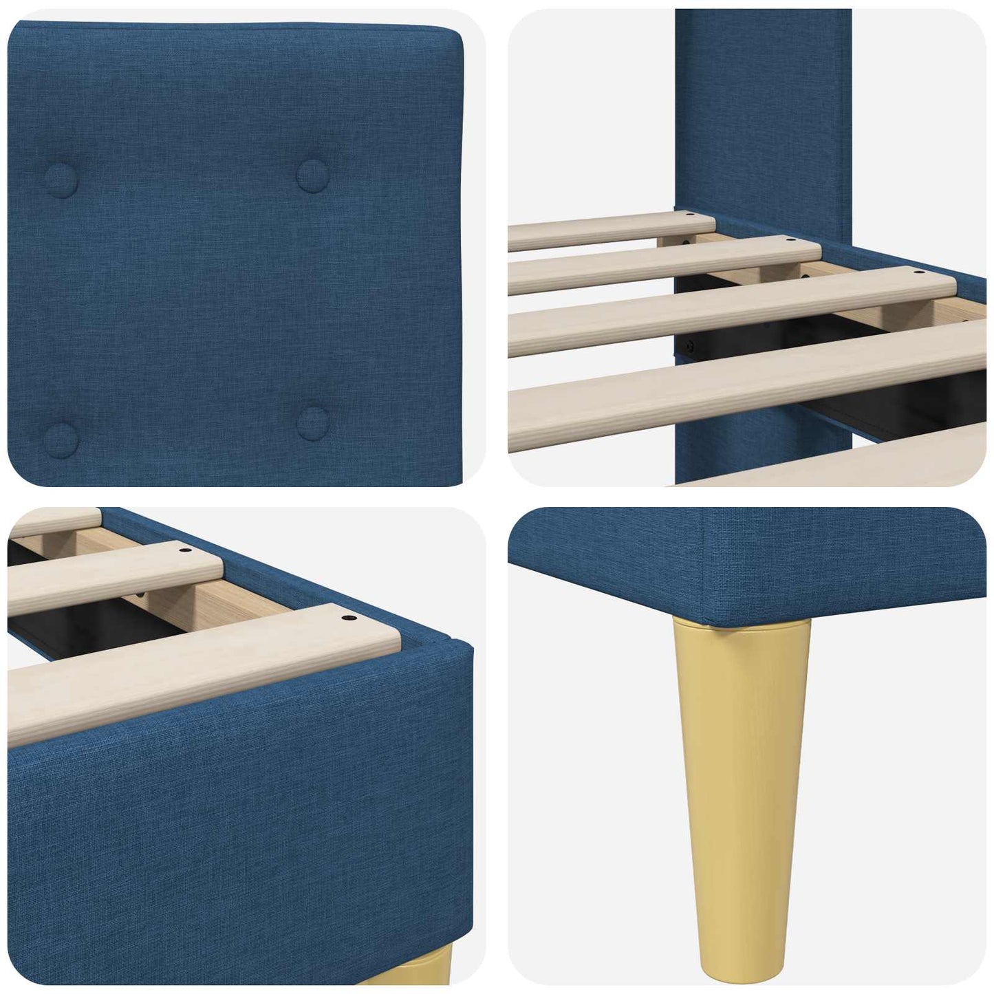Struttura del letto con testiera Blu 200 x 200 cm Tessuto | homemem39