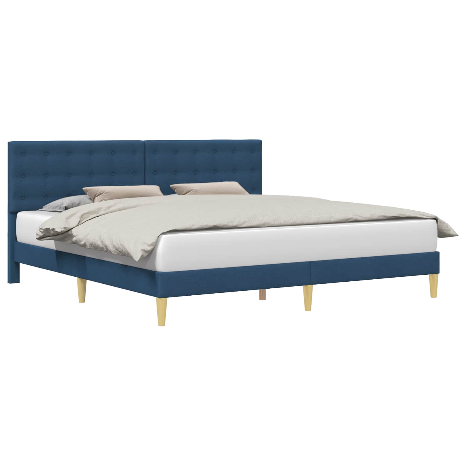 Struttura del letto con testiera Blu 200 x 200 cm Tessuto | homemem39