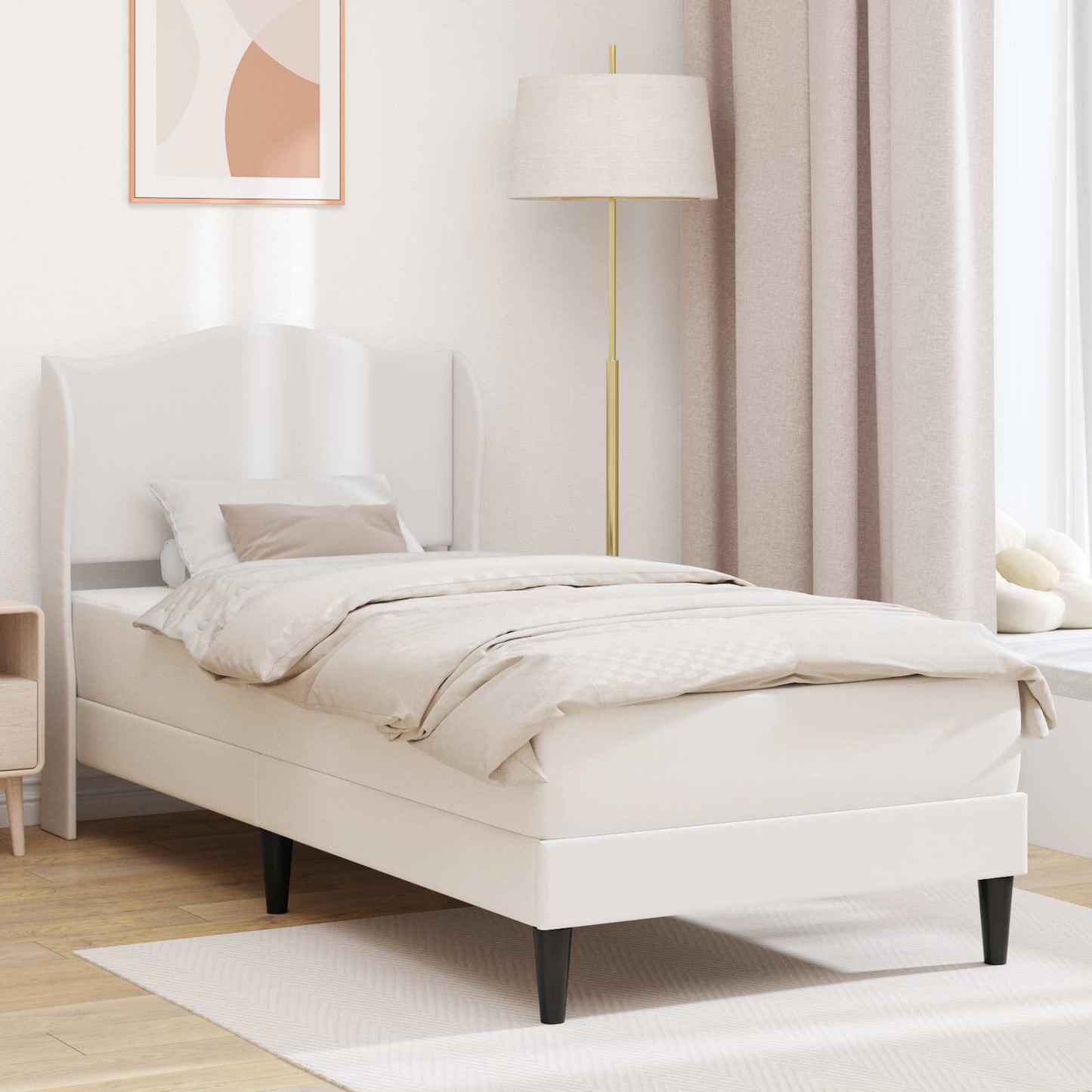 Struttura del letto con testiera Bianco 90 x 200 cm Similpelle | homemem39