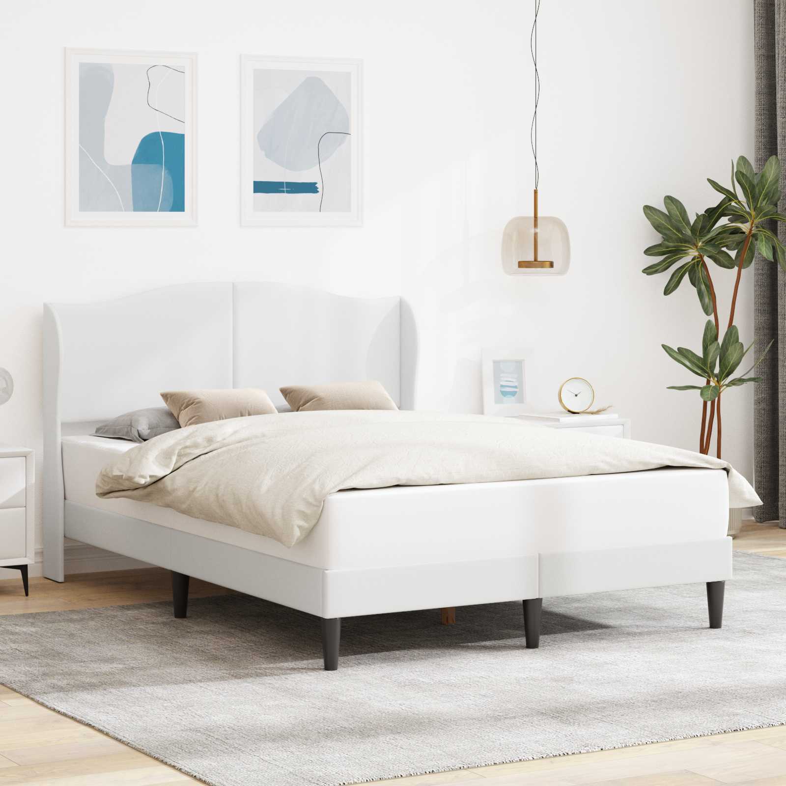 Struttura del letto con testiera Bianco 120 x 190 cm Similpelle | homemem39