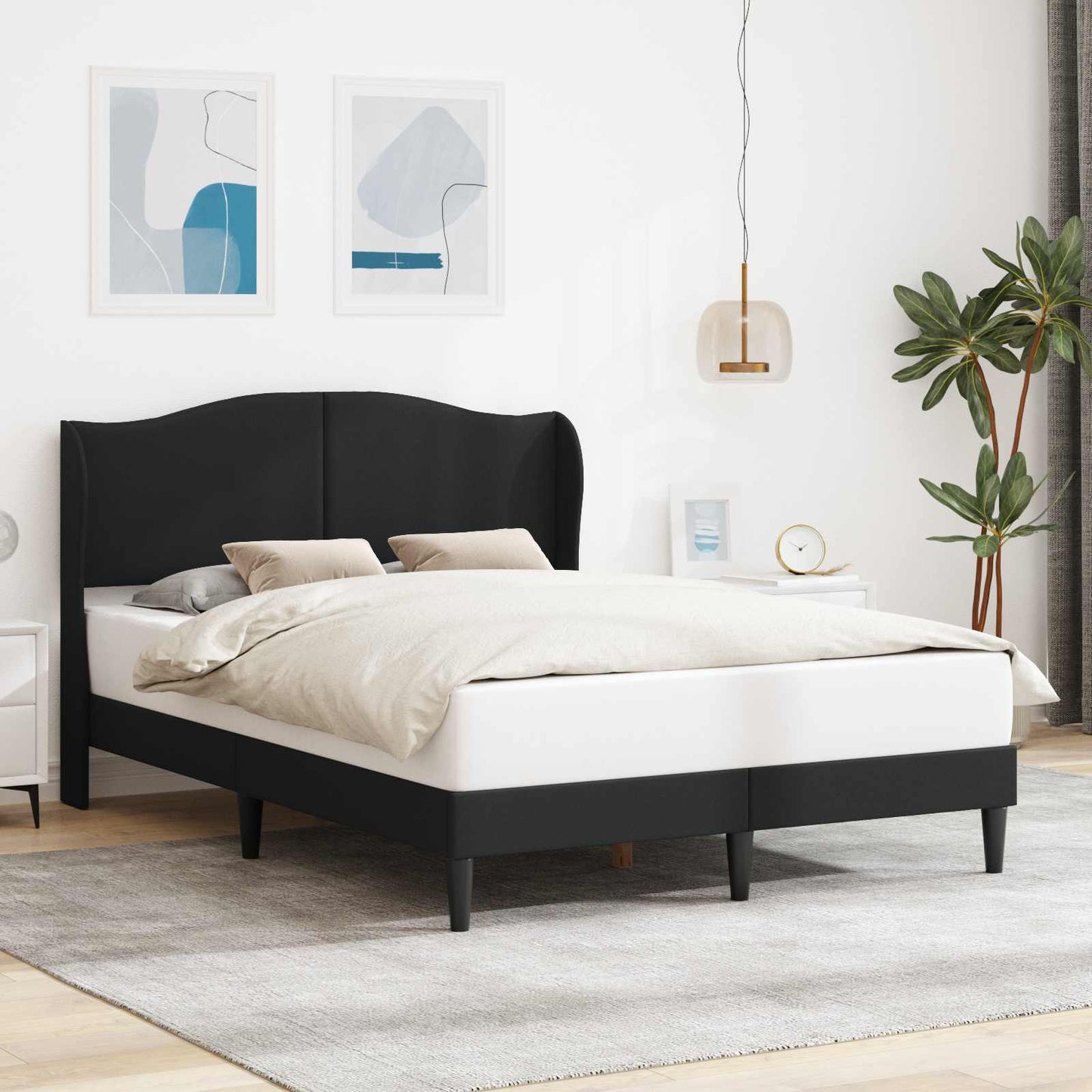Struttura del letto con testiera Nero 120 x 200 cm Similpelle