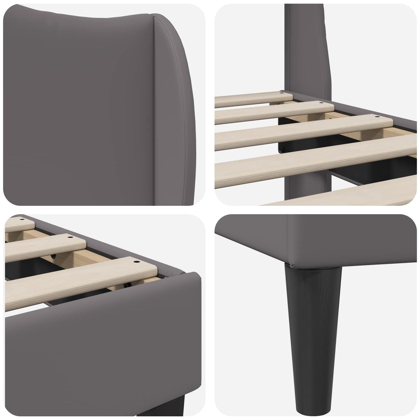Struttura del letto con testiera Grigio 140 x 190 cm Similpelle | homemem39