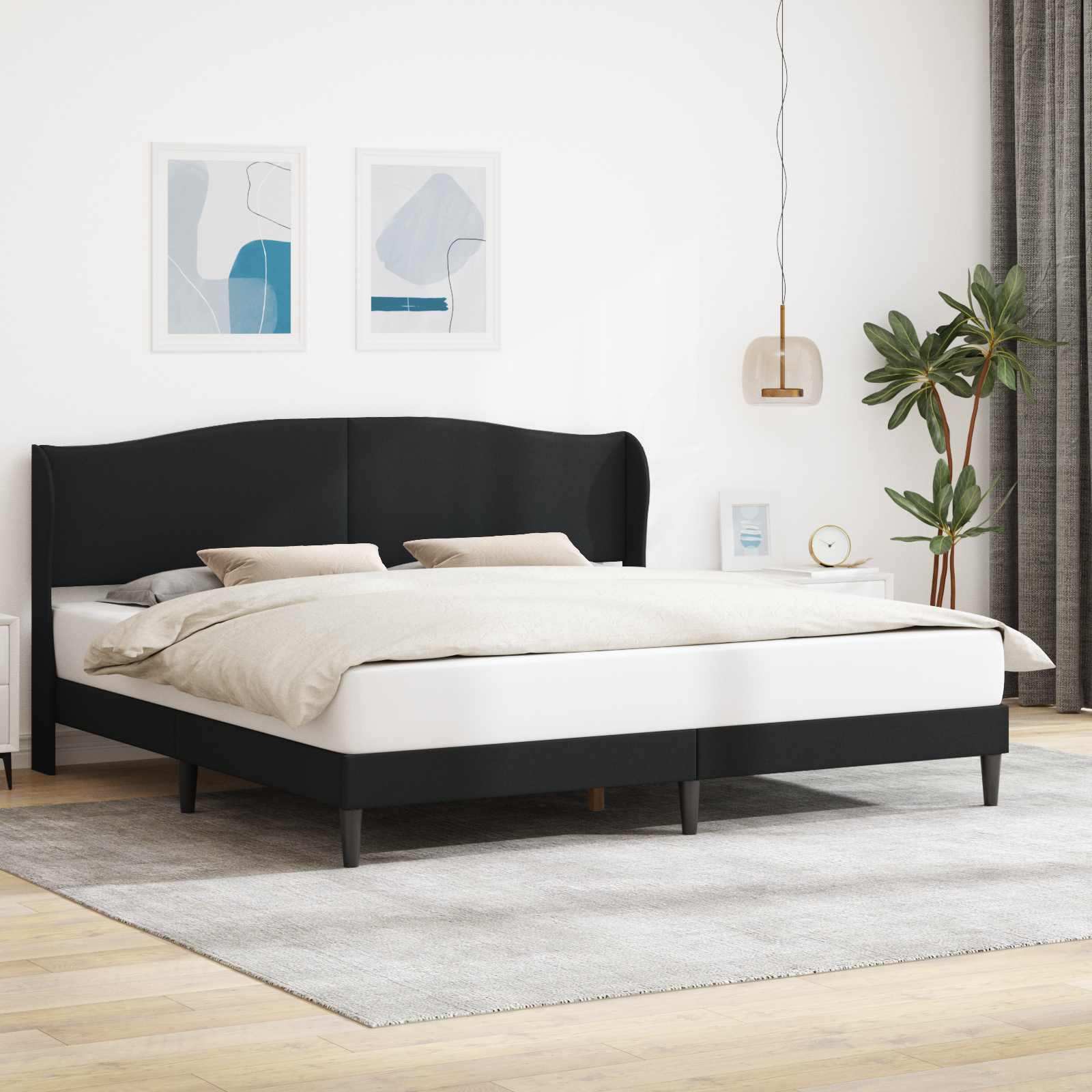 Struttura del letto con testiera Nero 200 x 200 cm Similpelle | homemem39