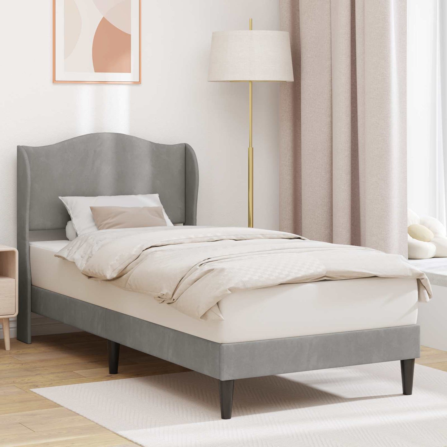 Struttura del letto Grigio Chiaro 80 x 200 cm Velluto | homemem39