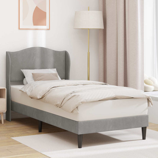 Struttura del letto Grigio Chiaro 90 x 190 cm Velluto | homemem39