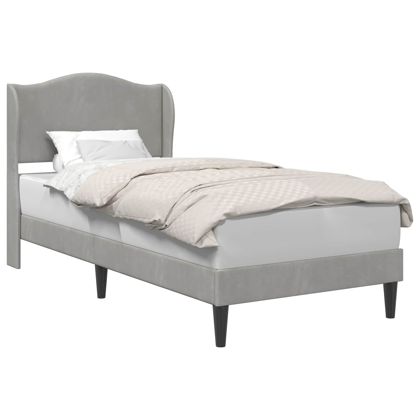 Struttura del letto Grigio Chiaro 90 x 190 cm Velluto | homemem39