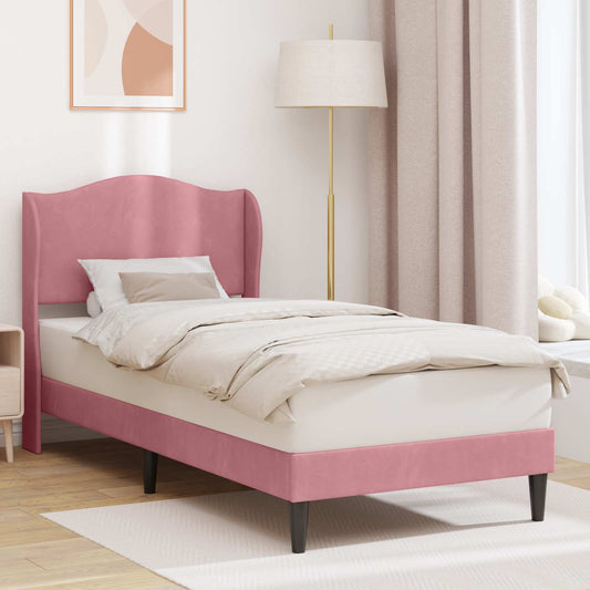 Struttura del letto con testiera Rosa 90 x 190 cm Velluto | homemem39