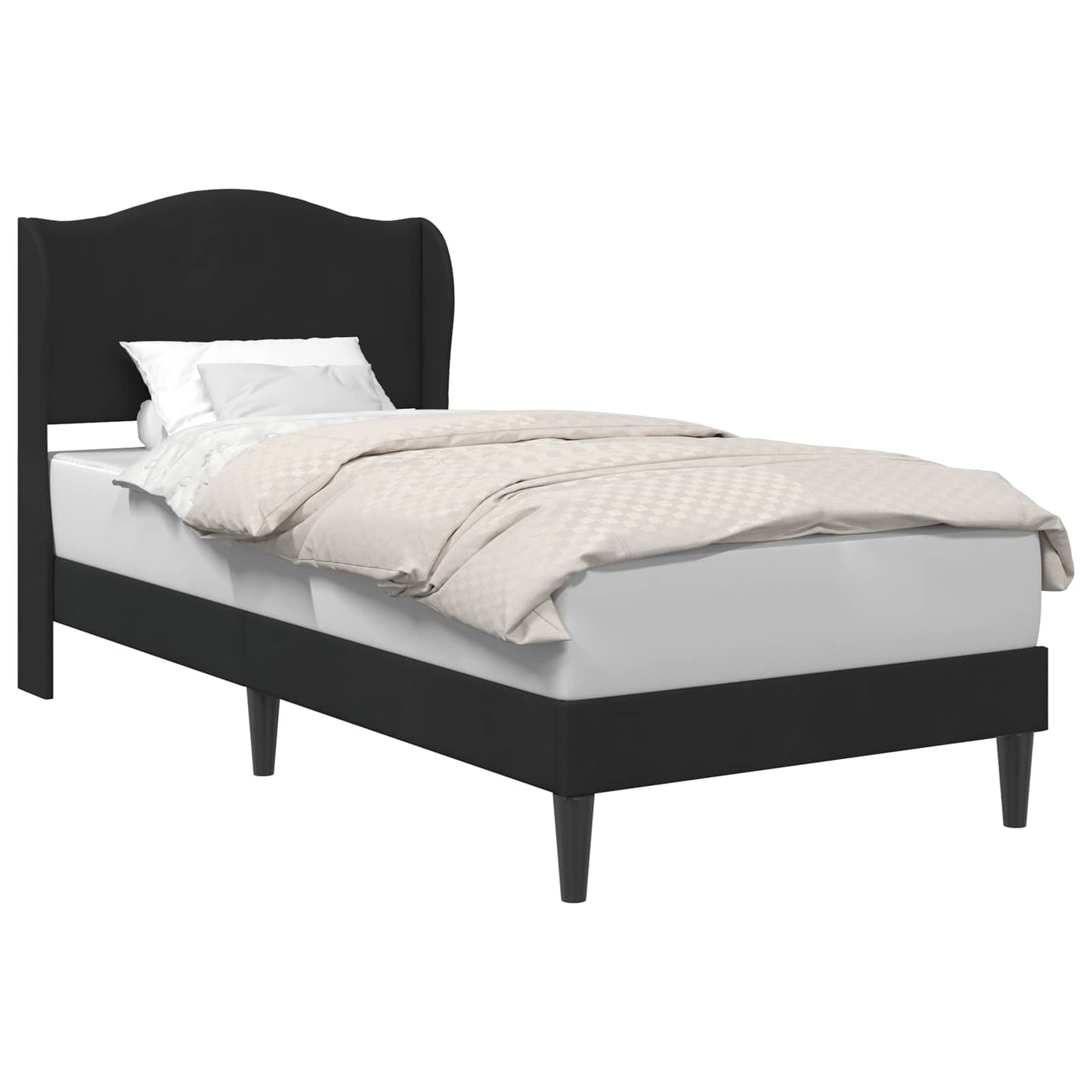 Struttura del letto con testiera Nero 90 x 190 cm Velluto | homemem39