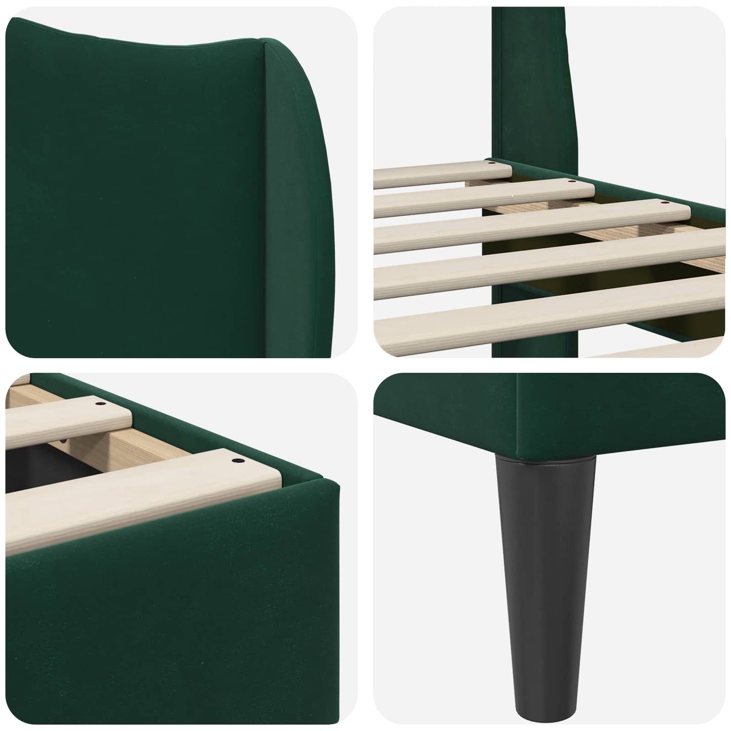 Struttura del letto Verde Scuro 90 x 200 cm Velluto | homemem39
