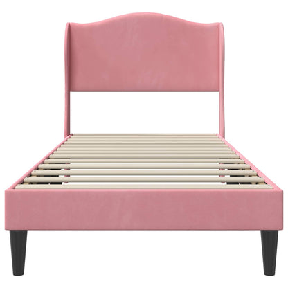 Struttura del letto con testiera Rosa 90 x 200 cm Velluto | homemem39