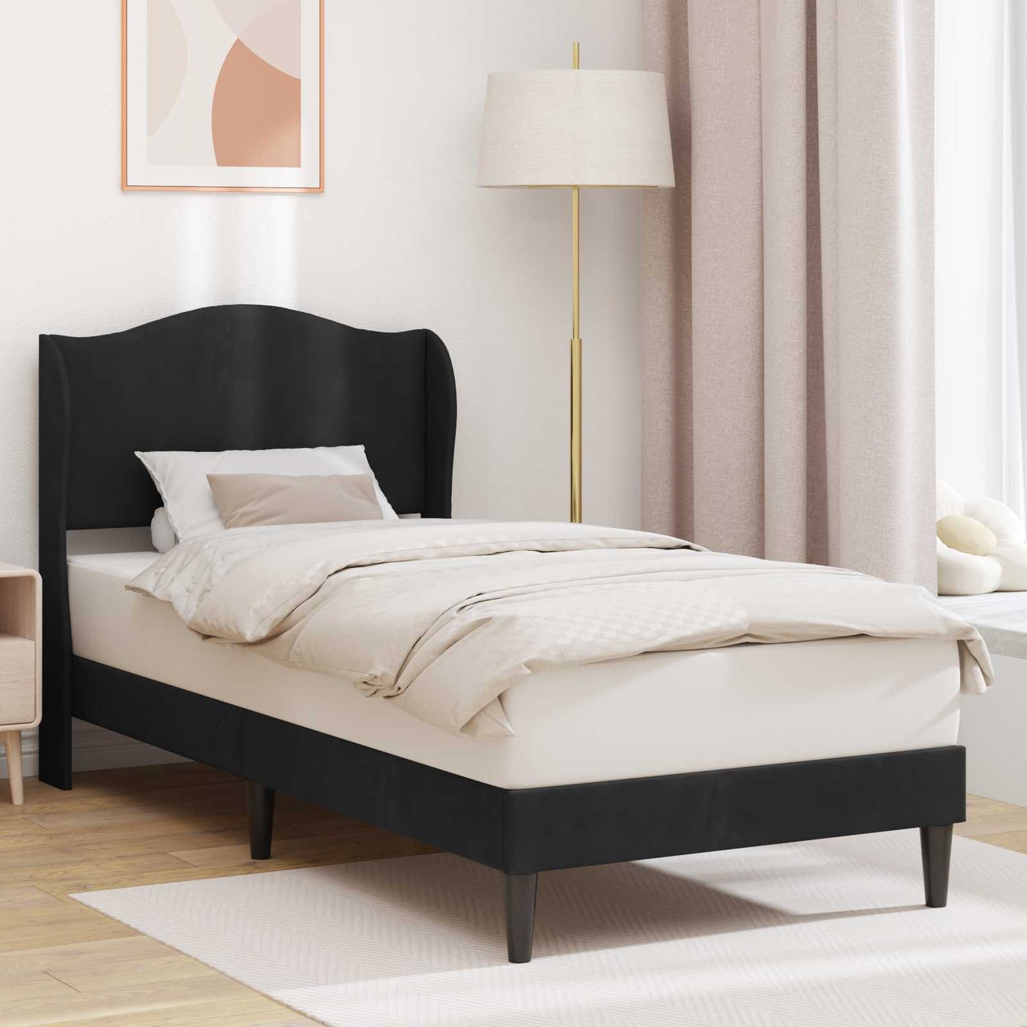 Struttura del letto con testiera Nero 90 x 200 cm Velluto | homemem39