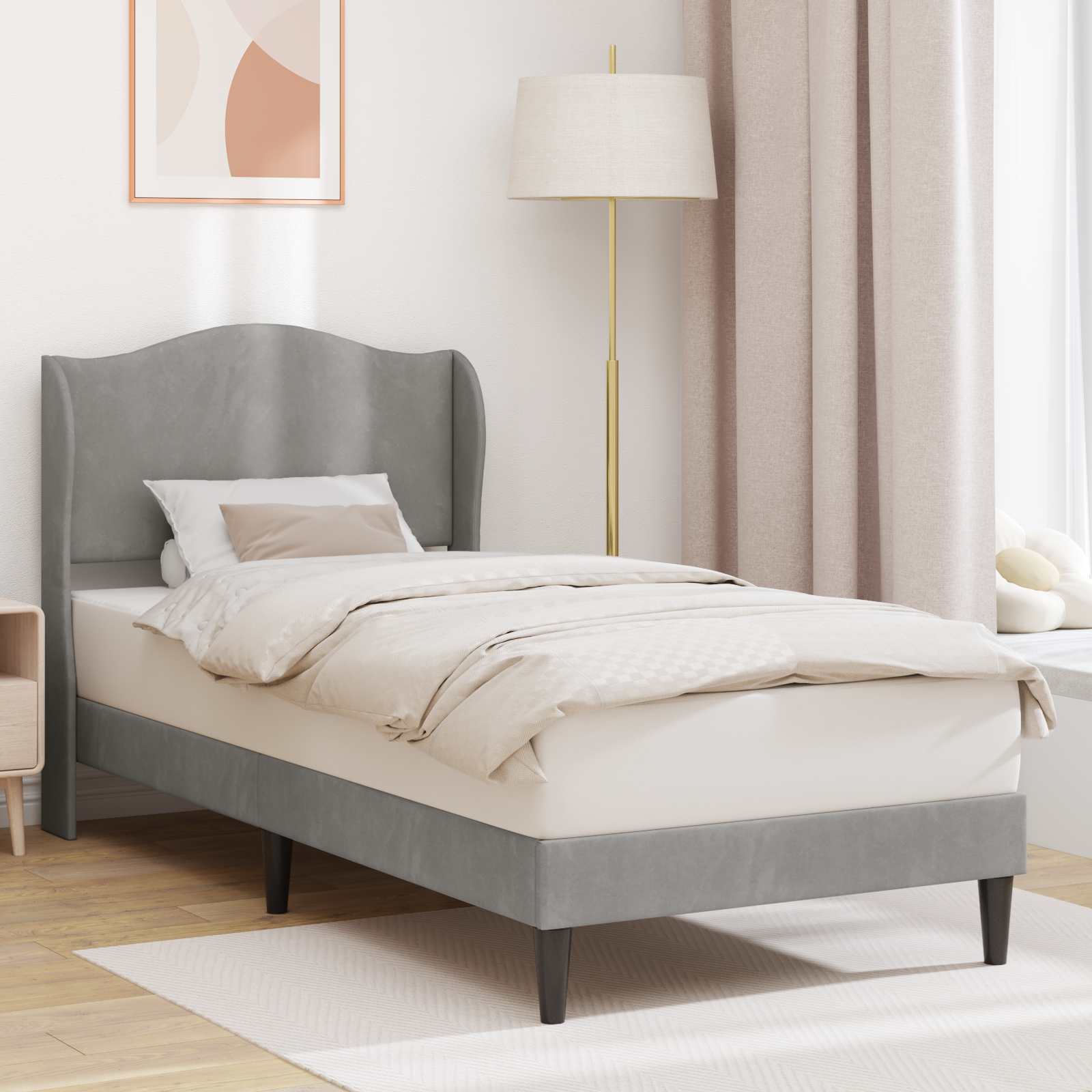 Struttura del letto Grigio Chiaro 100 x 200 cm Velluto | homemem39