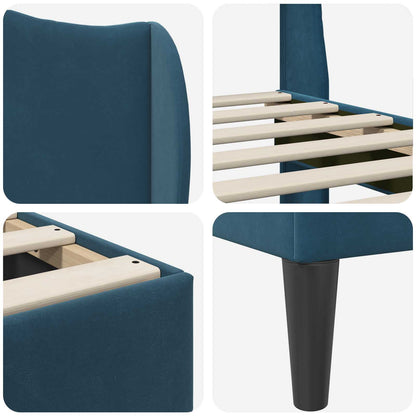 Struttura del letto con testiera Blu 100 x 200 cm Velluto | homemem39