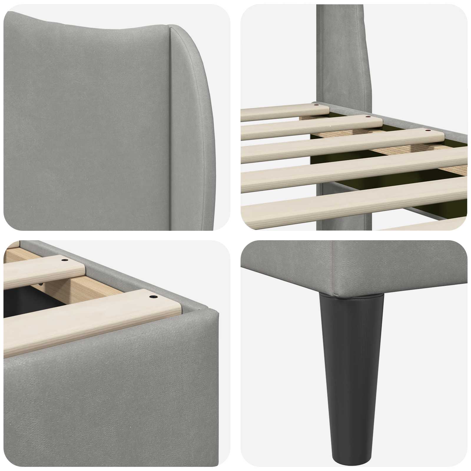 Struttura del letto Grigio Chiaro 120 x 190 cm Velluto | homemem39