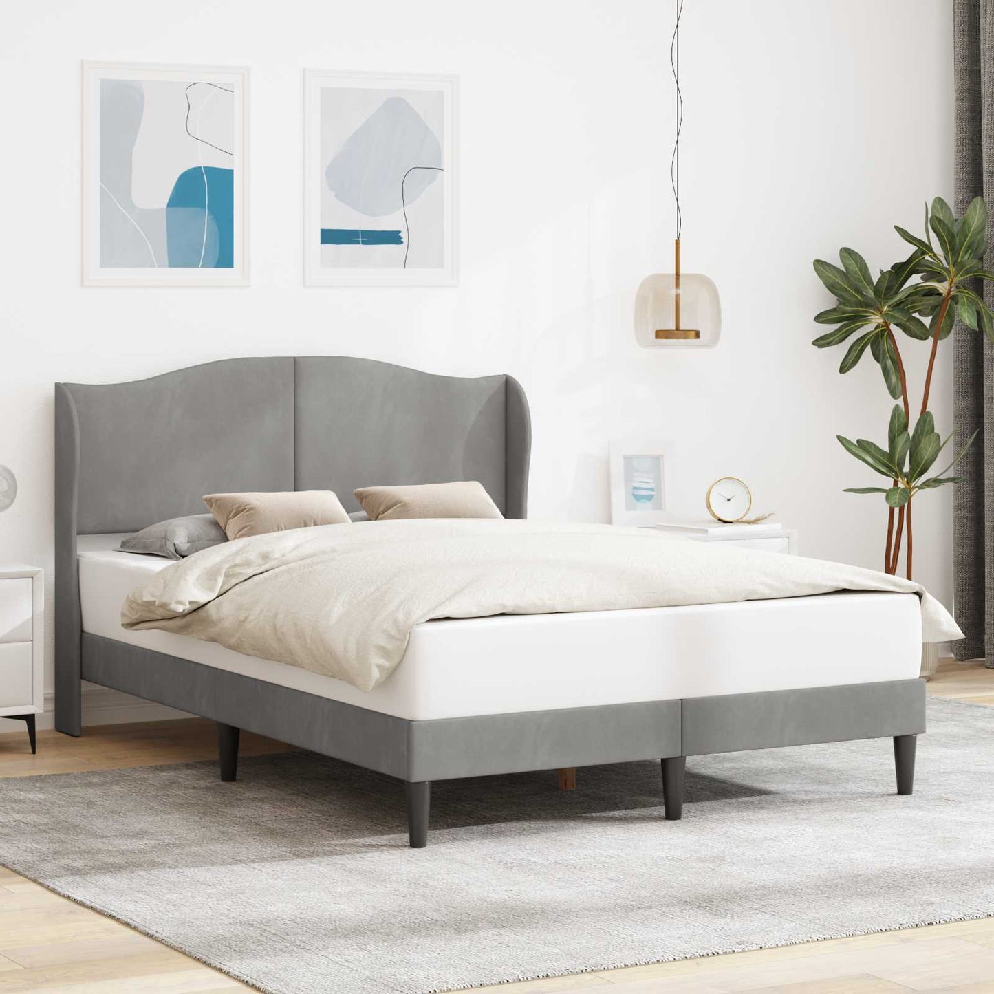 Struttura del letto Grigio Chiaro 120 x 190 cm Velluto | homemem39