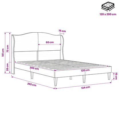 Struttura del letto con testiera Rosa 120 x 200 cm Velluto | homemem39