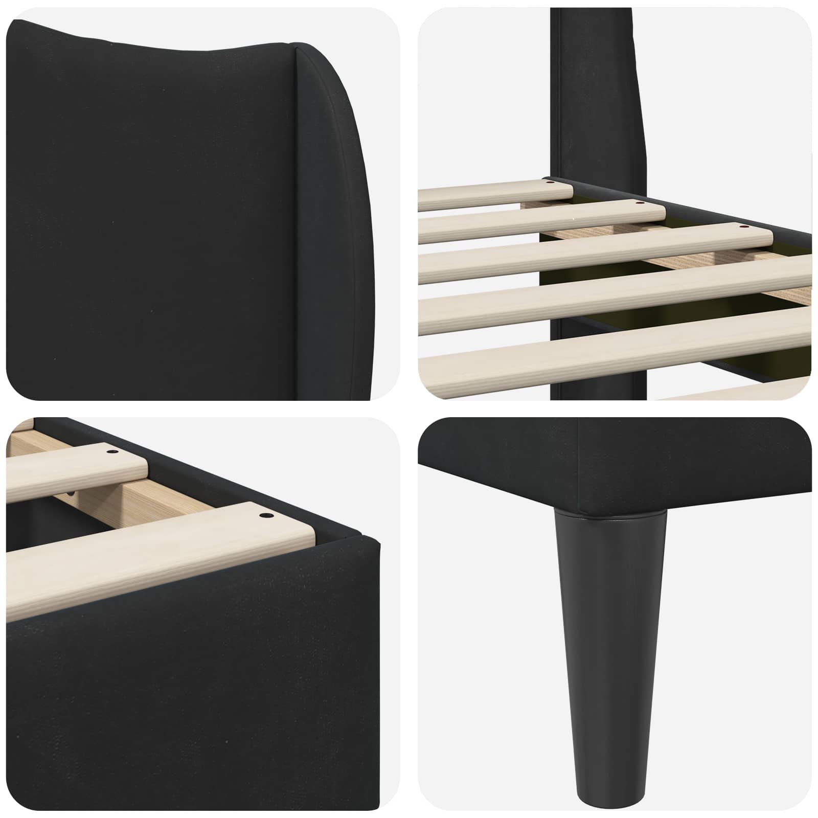 Struttura del letto con testiera Nero 140 x 190 cm Velluto | homemem39