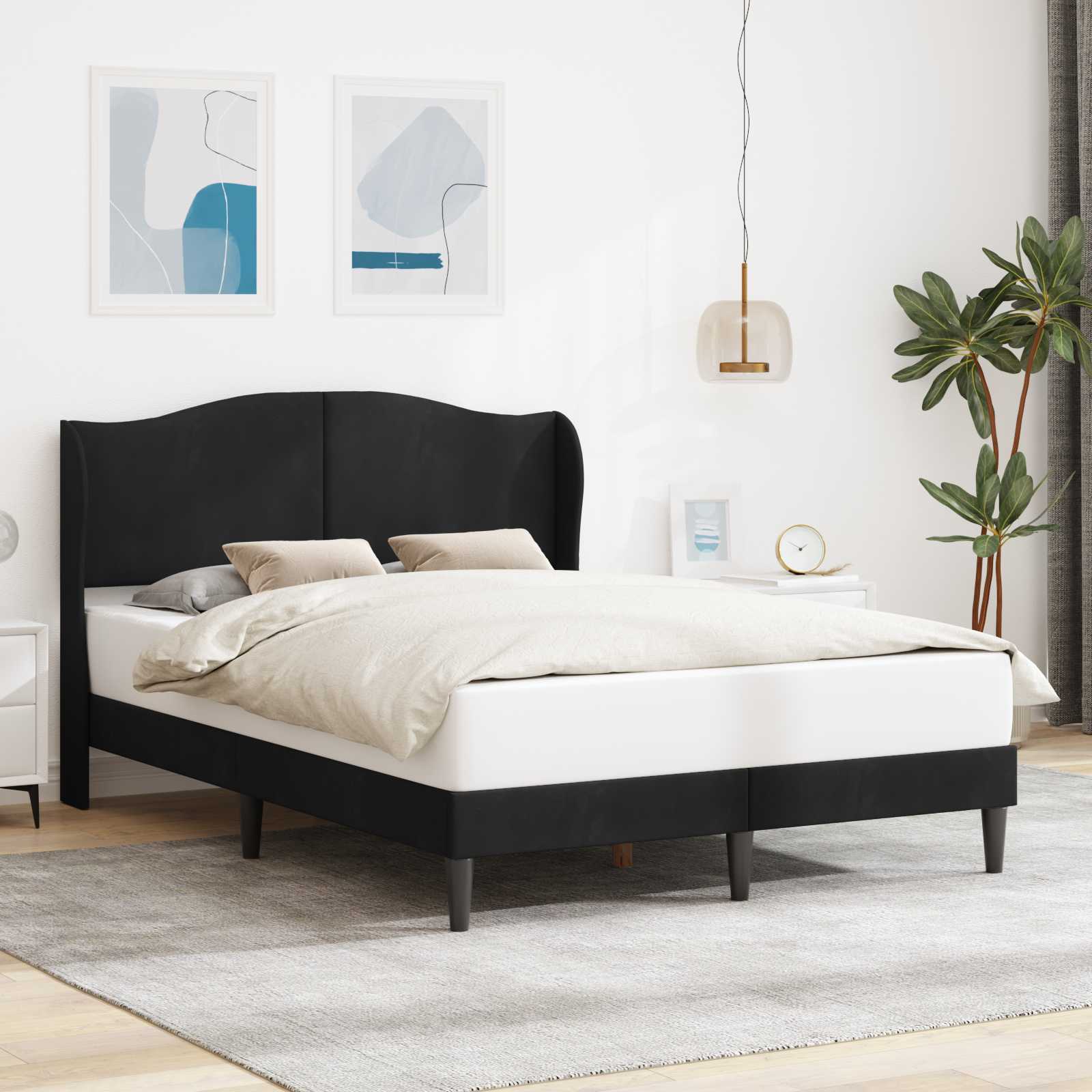 Struttura del letto con testiera Nero 140 x 200 cm Velluto | homemem39