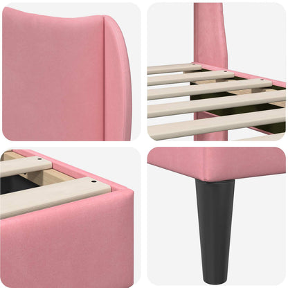 Struttura del letto con testiera Rosa 160 x 200 cm Velluto | homemem39