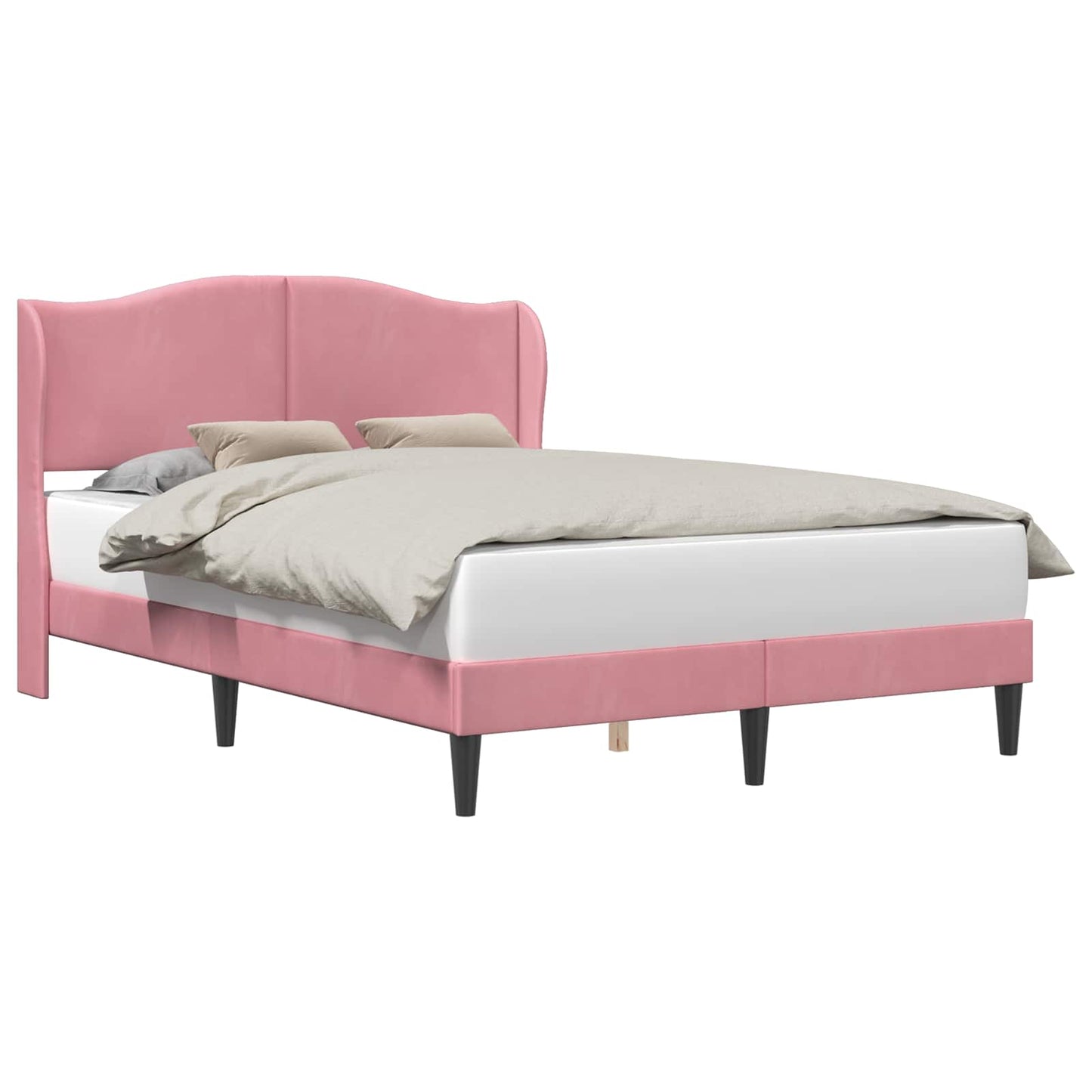 Struttura del letto con testiera Rosa 160 x 200 cm Velluto | homemem39