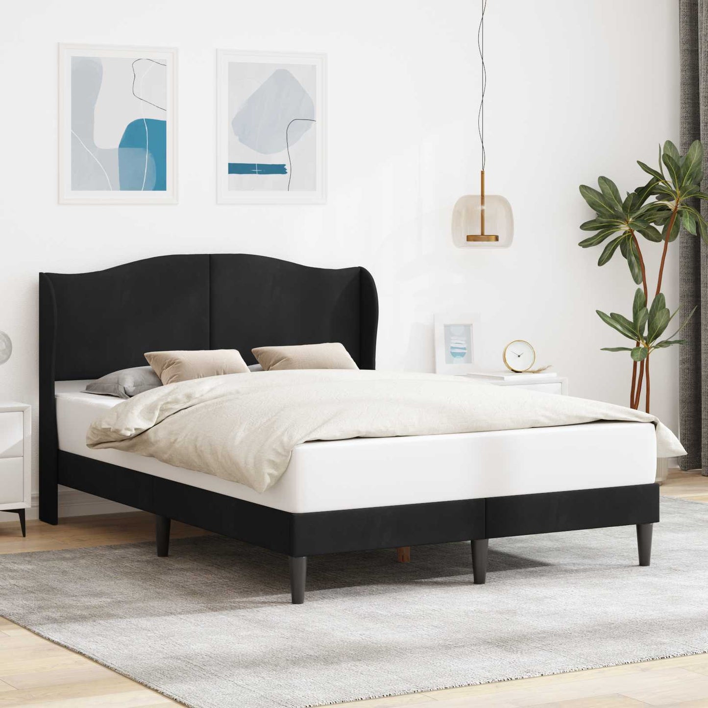 Struttura del letto con testiera Nero 160 x 200 cm Velluto | homemem39