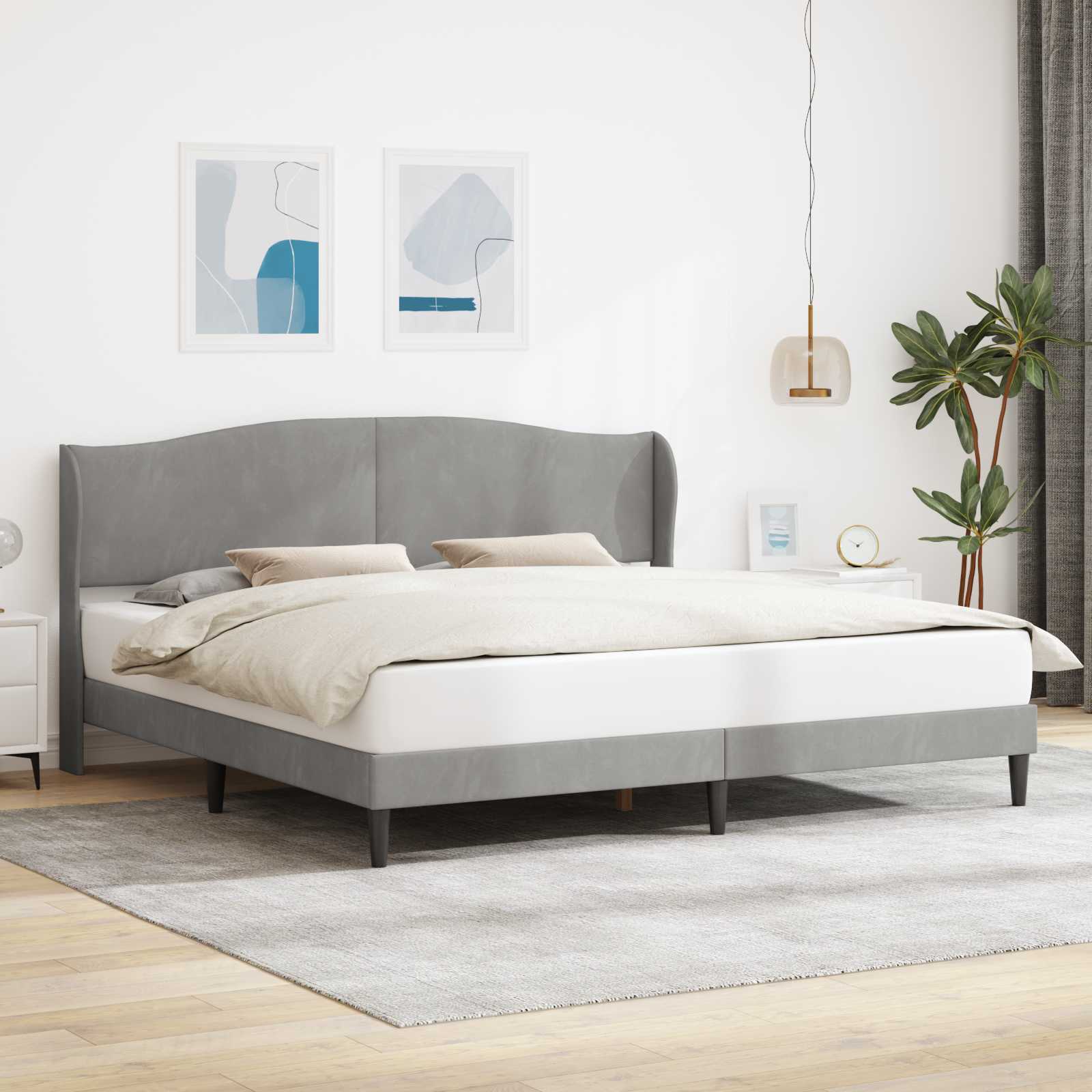 Struttura del letto Grigio Chiaro 200 x 200 cm Velluto | homemem39