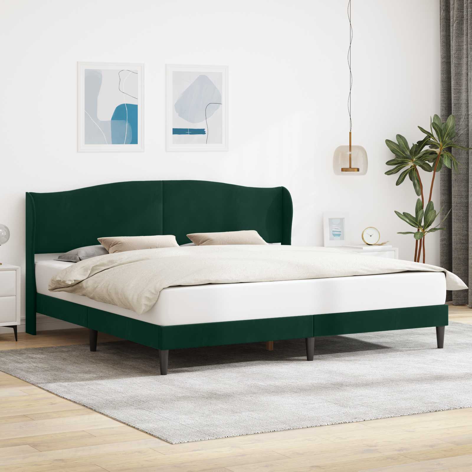 Struttura del letto Verde Scuro 200 x 200 cm Velluto | homemem39