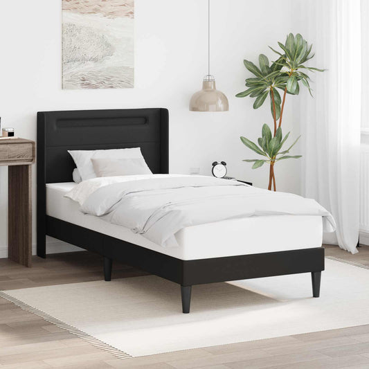 Struttura del letto con strisce LED Nero 80 x 200 cm Similpelle | homemem39