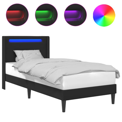 Struttura del letto con strisce LED Nero 80 x 200 cm Similpelle | homemem39