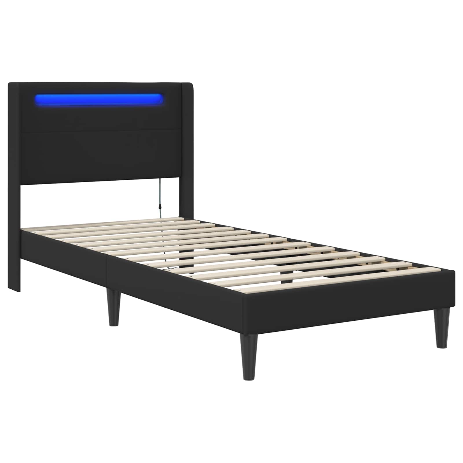 Struttura del letto con strisce LED Nero 80 x 200 cm Similpelle | homemem39