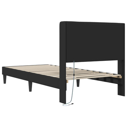 Struttura del letto con strisce LED Nero 80 x 200 cm Similpelle | homemem39
