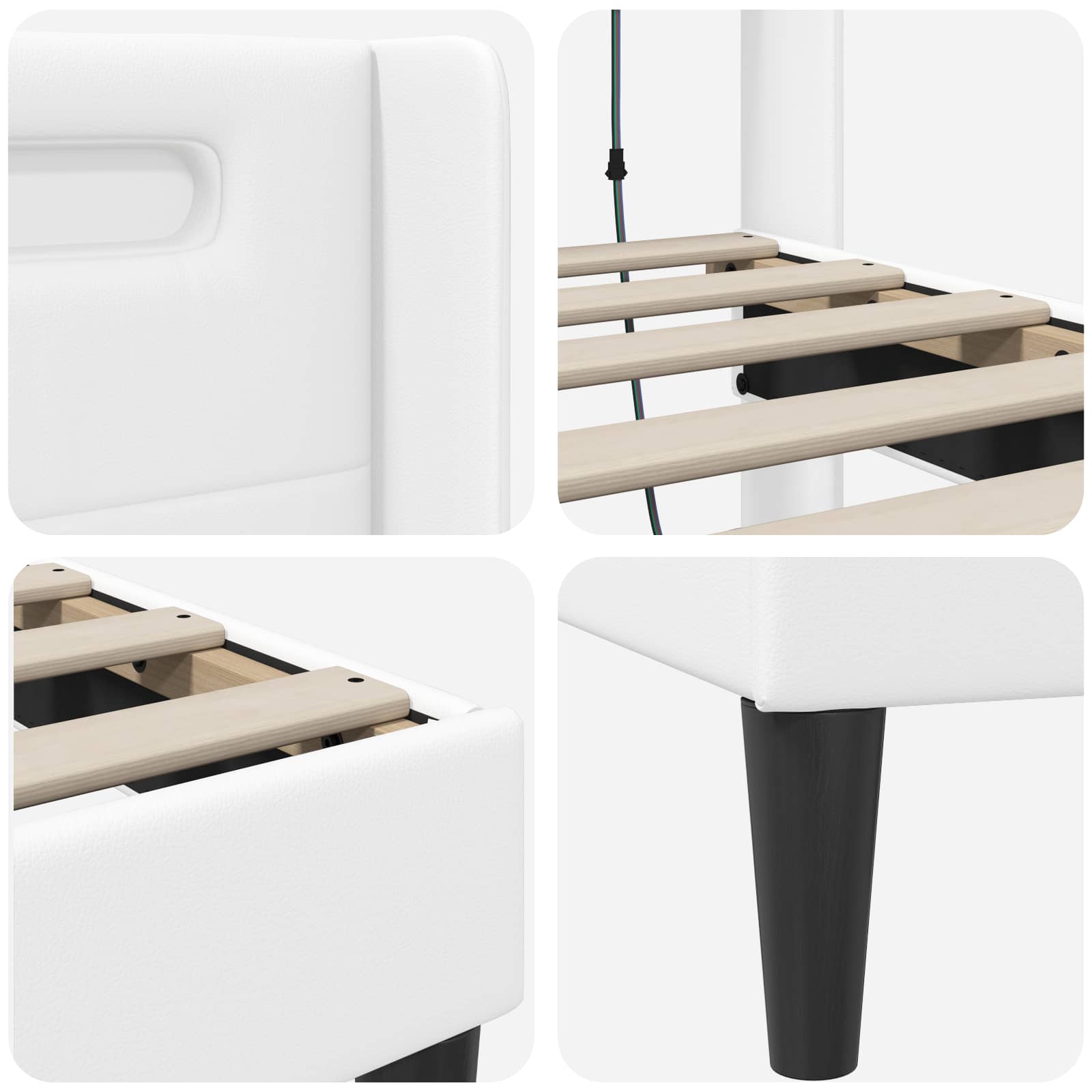 Struttura del letto con testiera Bianco 80 x 200 cm Similpelle | homemem39
