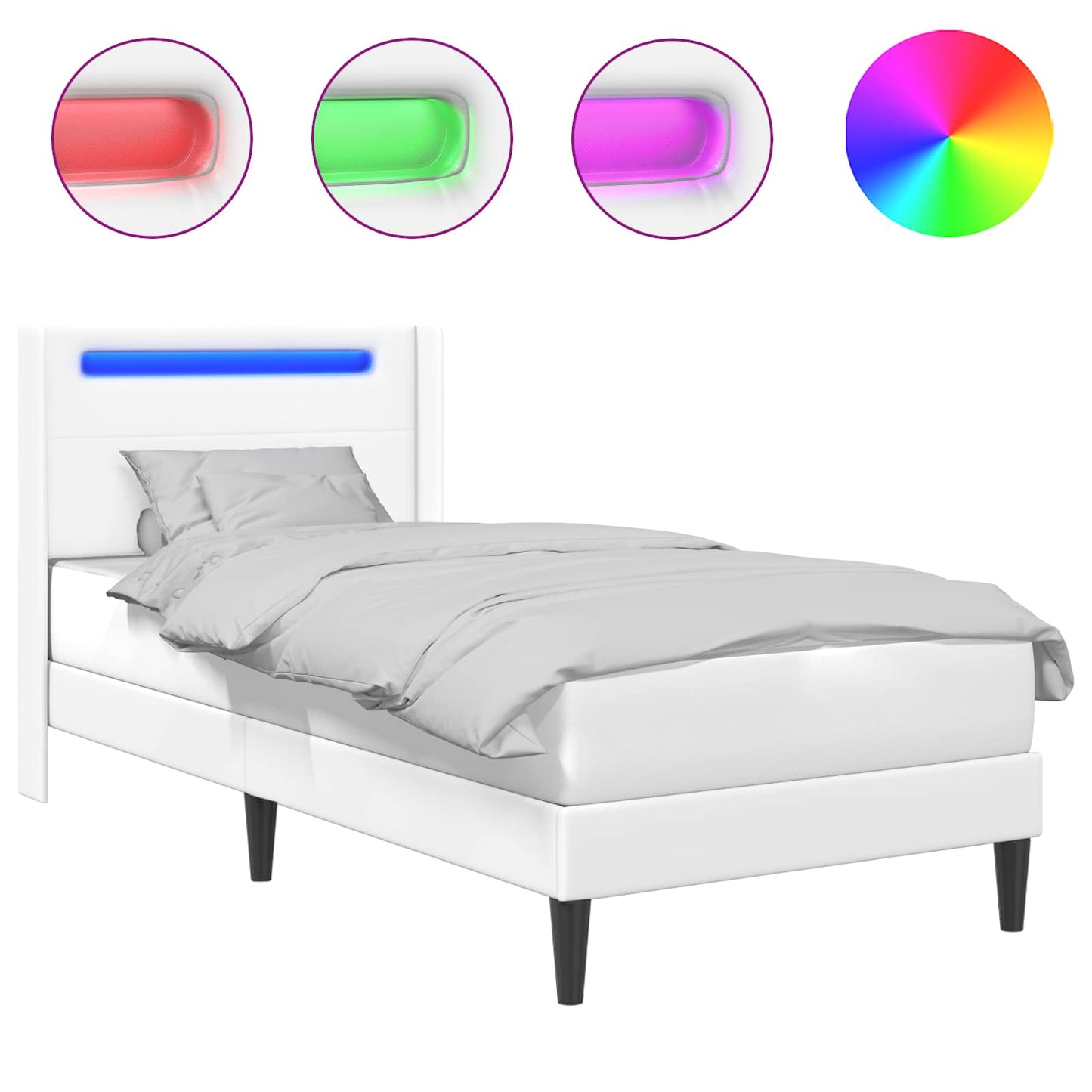 Struttura del letto con testiera Bianco 80 x 200 cm Similpelle | homemem39