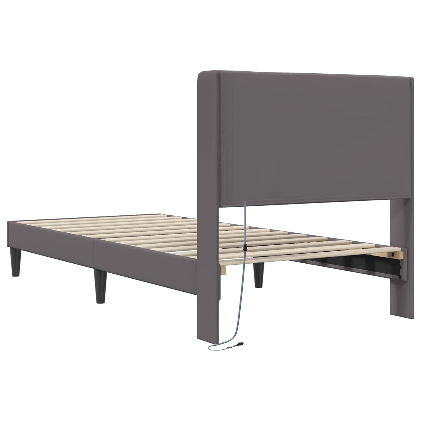 Struttura del letto con testiera Grigio 90 x 190 cm Similpelle | homemem39