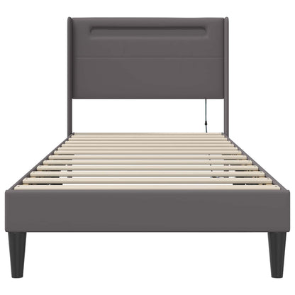 Struttura del letto con testiera Grigio 90 x 190 cm Similpelle | homemem39