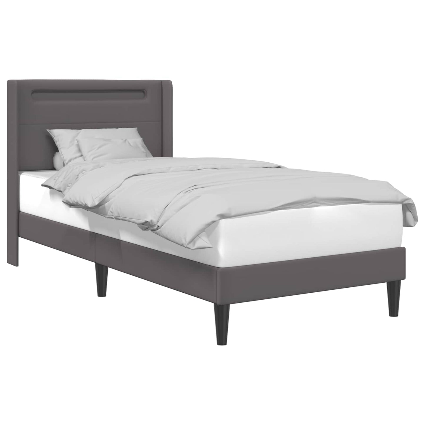 Struttura del letto con testiera Grigio 90 x 190 cm Similpelle | homemem39