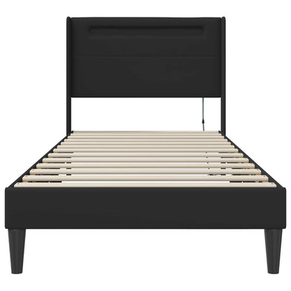 Struttura del letto con strisce LED Nero 90 x 190 cm Similpelle | homemem39